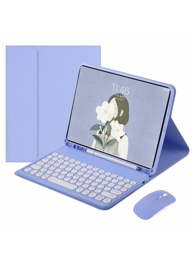 Generic For Ipad Air6 Bluetooth Keyboard Protective Case Pro11 Split Round Cap Bluetooth Keyboard Case 10.2 With Pen Slot-Color:Purple + Round Keycap Purple + Dual-mode Charging Mouse-Applicable Models:Ipad Pro12.9 (2018/2020/2022)/air13 Universal  - Image 1