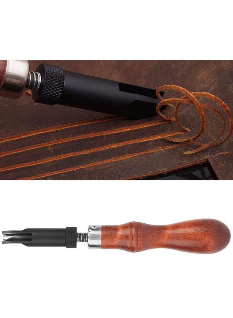 Excefore Leather Edge Beveler Tool, Wide Mouth Leathercraft Edge Skiving Beveler, Leather Craft Gouge Tools, with Wooden Handle Groover V Type Gouge, for DIY  Leather Crafting Working Tools - Image 1