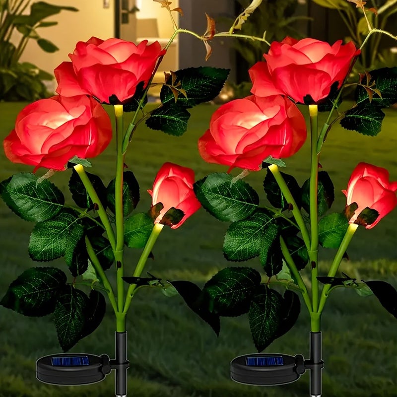Solar LED Rose Lamp 3 Heads White Outdoor Garden Decoration for Patio Path Wedding Valentine Mother Day - Image 3