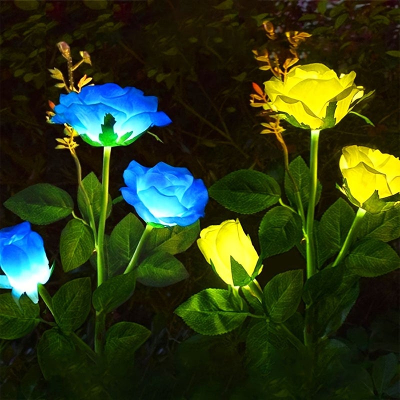 Solar LED Rose Lamp 3 Heads White Outdoor Garden Decoration for Patio Path Wedding Valentine Mother Day - Image 1