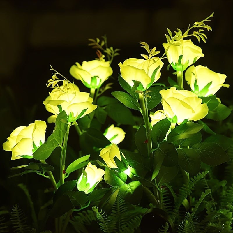 Solar LED Rose Lamp 3 Heads White Outdoor Garden Decoration for Patio Path Wedding Valentine Mother Day - Image 5