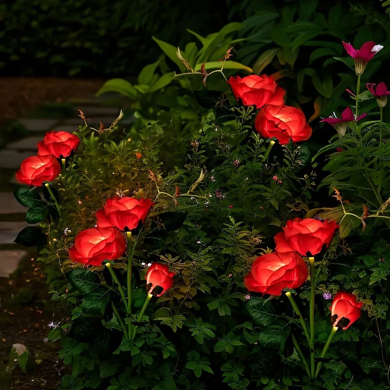 Solar LED Rose Lamp 3 Heads White Outdoor Garden Decoration for Patio Path Wedding Valentine Mother Day - Image 4