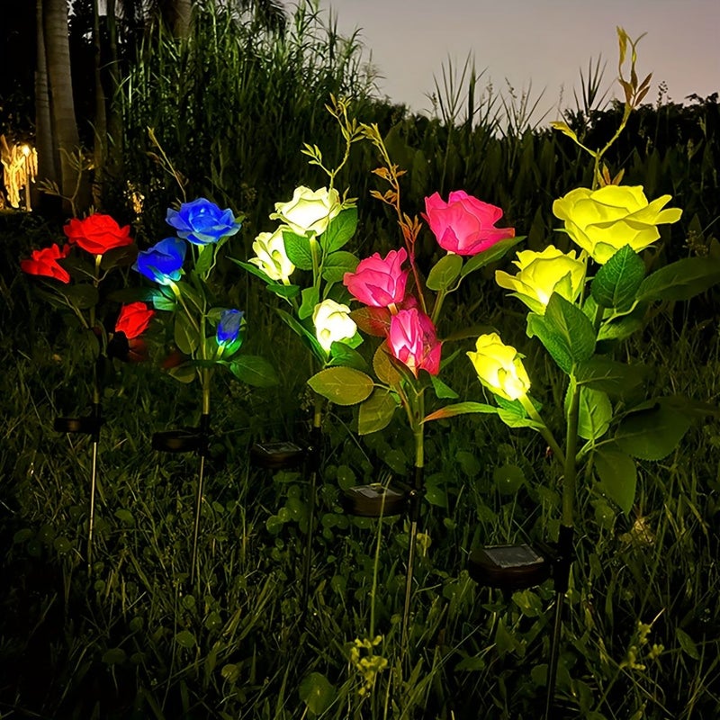 Solar LED Rose Lamp 3 Heads White Outdoor Garden Decoration for Patio Path Wedding Valentine Mother Day - Image 2