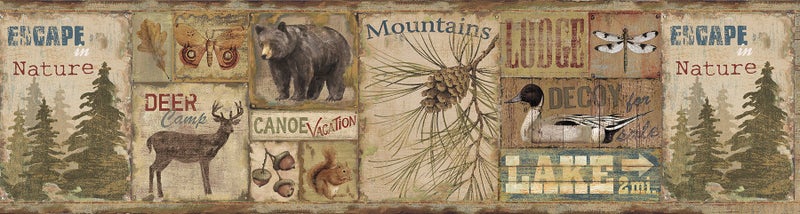 Chesapeake TLL01592B Attitash Deer Camp Wallpaper Border, Brown - Image 5
