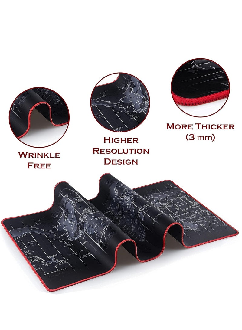 وسادة ماوس ألعاب بتصميم خريطة العالم - مقاس كبير جدًا - 900×400×3 مم، قابلة للتمدد، مناسبة لأجهزة الكمبيوتر المحمولة ولوحة المفاتيح والفأرة. - Image 4