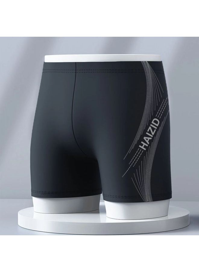 Simple Printed Men's Swimming Trunks Plus Size Soft And Comfortable Lining Adult Hot Spring Boxer Swimming Trunks Wholesale-Color:Gray Color-Size:XXL (recommended 70.00 Kg-80.00 Kg