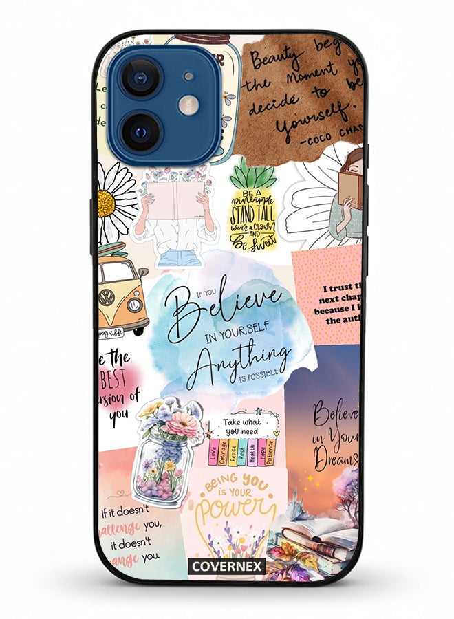 Covernex Apple iPhone 12 Protective Case Cover Printed Featuring Inspirational Themed with Floral and Travel Elements - Image 2