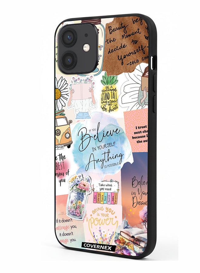 Covernex Apple iPhone 12 Protective Case Cover Printed Featuring Inspirational Themed with Floral and Travel Elements - Image 1