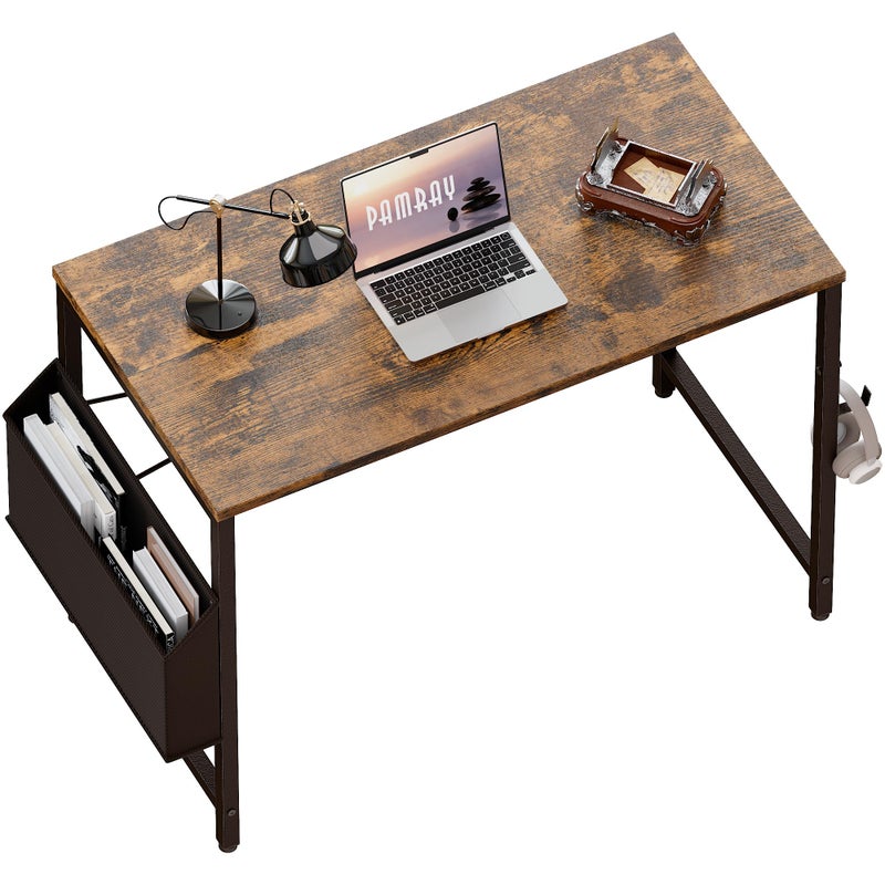 Pamray 32 Inch Computer Desk for Small Spaces with Storage Bag, Home Office Work Desk with Headphone Hook, Small Office Desk Study Writing Table - Image 1