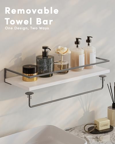 Onlysky Bathoom Shelves, Floaiting Shelves for Bathroom, Set of 3, Bathroom Shelf Wall Mounted (White Grey, 15.7 Inches, 3) - Image 5