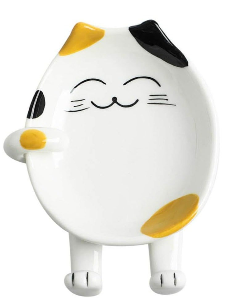 Oasisgalore - Pottery Cat Spoon Rest - Silicone Utensil Rest for Ladles, Spoons, Chopsticks, and Silverware Tray. - Image 1
