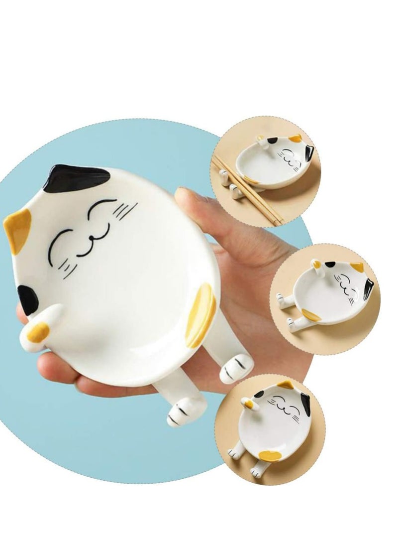 Oasisgalore - Pottery Cat Spoon Rest - Silicone Utensil Rest for Ladles, Spoons, Chopsticks, and Silverware Tray. - Image 1