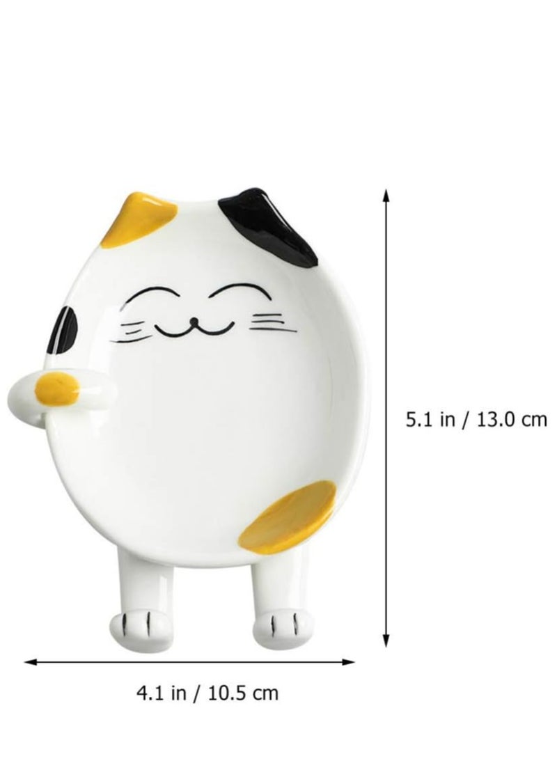 Oasisgalore - Pottery Cat Spoon Rest - Silicone Utensil Rest for Ladles, Spoons, Chopsticks, and Silverware Tray. - Image 1