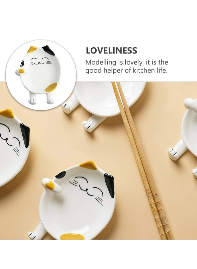 Oasisgalore - Pottery Cat Spoon Rest - Silicone Utensil Rest for Ladles, Spoons, Chopsticks, and Silverware Tray. - Image 1