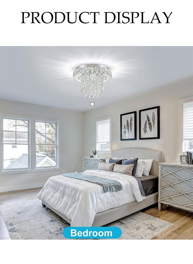 DUNISO Crystal Ceiling Light，Flush Mount Tricolor Crystal Ceiling Lights，Modern Luxury Round Crystal Chandelier ，for Kitchen Bedroom Hallway Dining Room - Image 4