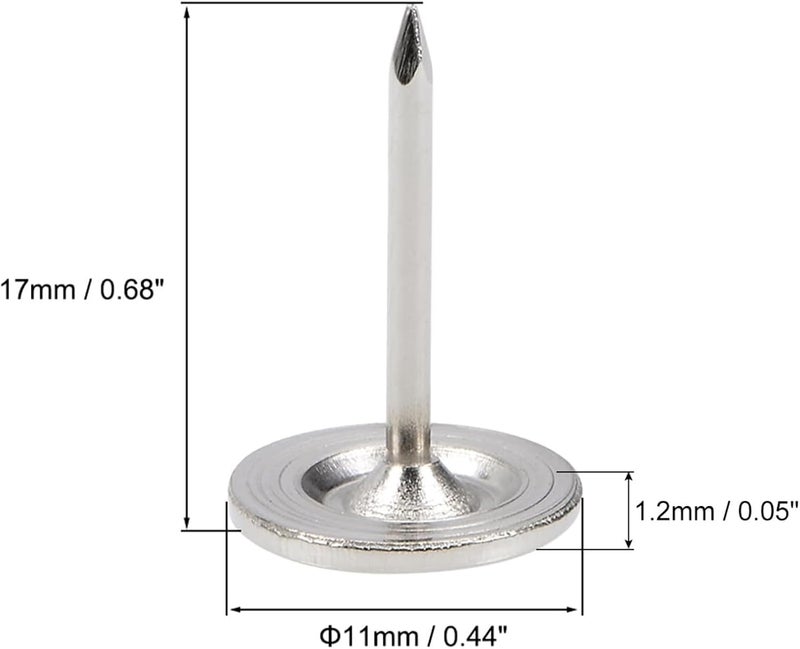 TOP-VIGOR 150Pcs Silver Upholstery Tacks 11 x 17mm Flat Head Decorative Nails for Furniture Chair Sofa Headboard DIY Craft Pins - Image 2