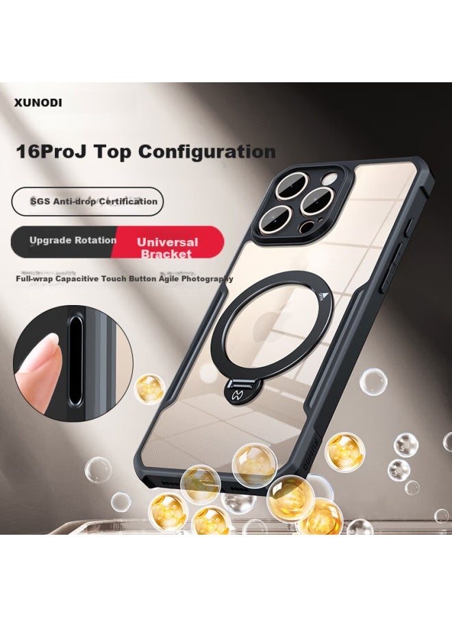 Xundai Iphone 16 Case, Iphone 16 Protective Cover, Full Lens Protection, Shockproof, Magnetic Stand, Slim Phone Case