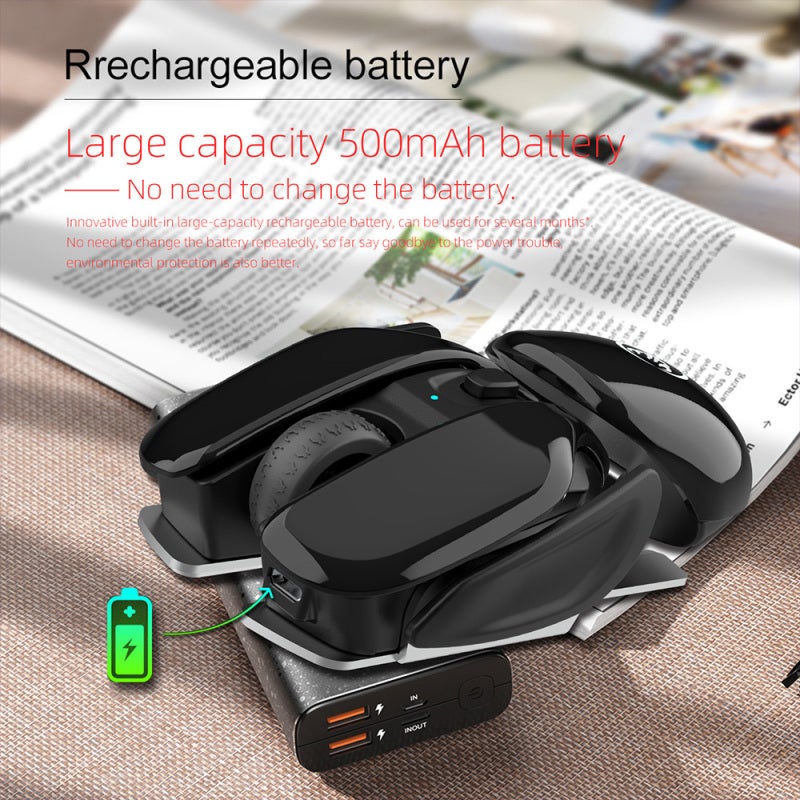 فأرة لاسلكية: فأرة لاسلكية 2.4G بنقل نطاق 10 مترًا - سوداء، نقر صامت، تصميم ذو تصميم أنثروبولوجي، قابلة لإعادة الشحن للاستخدام الطويل الأمد في المكتب والمكتبة والمنزل - Image 4