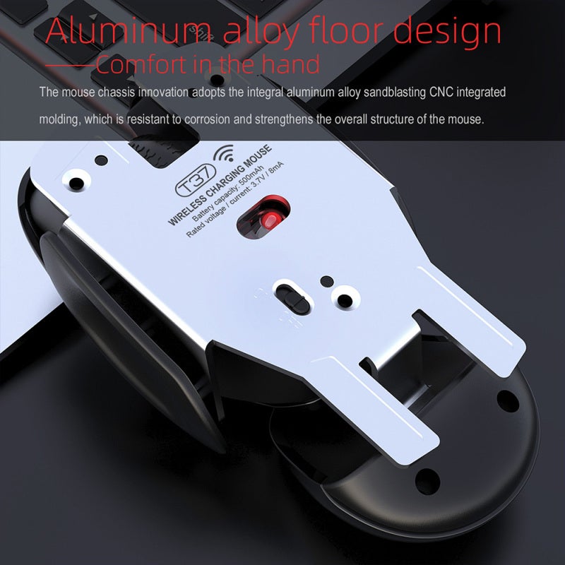 فأرة لاسلكية: فأرة لاسلكية 2.4G بنقل نطاق 10 مترًا - سوداء، نقر صامت، تصميم ذو تصميم أنثروبولوجي، قابلة لإعادة الشحن للاستخدام الطويل الأمد في المكتب والمكتبة والمنزل - Image 5