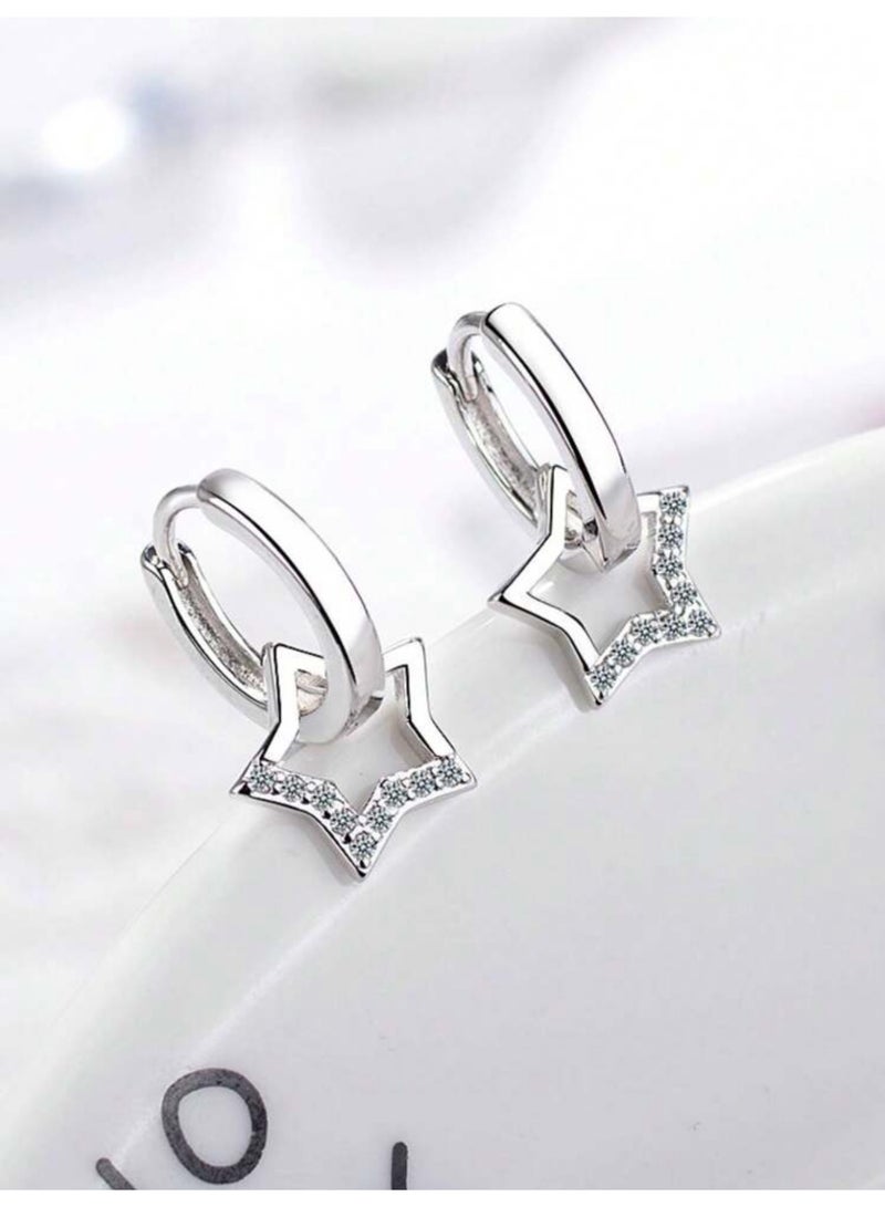 Dangle Charms Elegant Silver Plated Earrings For Women - Image 1