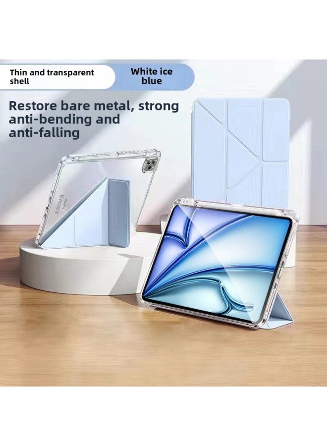 For Y-type IPad Protective Case Air6 9th Generation 10.2 Inch With Pen Slot 8 Apple Flat Case Pro11 Acrylic-Color:White Ice Blue -Applicable Models:Ipadair6【 11inch 】 - Image 1