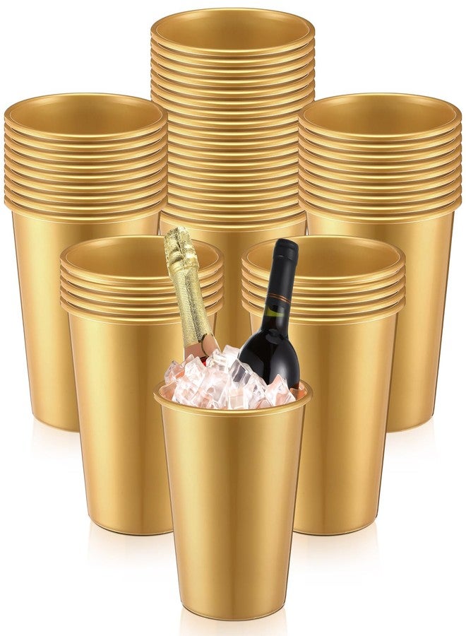 Layhit مجموعة لايهيت من 48 دلو ثلج بلاستيكي سعة 3 لترات، دلو نبيذ للحفلات، مبرد تخزين مشروبات الشمبانيا والنبيذ والمشروبات الغازية والبيرة للاستخدام مرة واحدة، مناسب لحفلات الهالوين وحفلات الزفاف (ذهبي) - Image 1