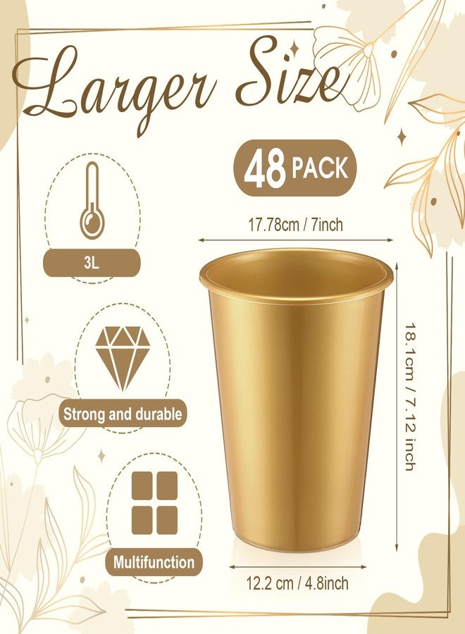 Layhit مجموعة لايهيت من 48 دلو ثلج بلاستيكي سعة 3 لترات، دلو نبيذ للحفلات، مبرد تخزين مشروبات الشمبانيا والنبيذ والمشروبات الغازية والبيرة للاستخدام مرة واحدة، مناسب لحفلات الهالوين وحفلات الزفاف (ذهبي) - Image 2
