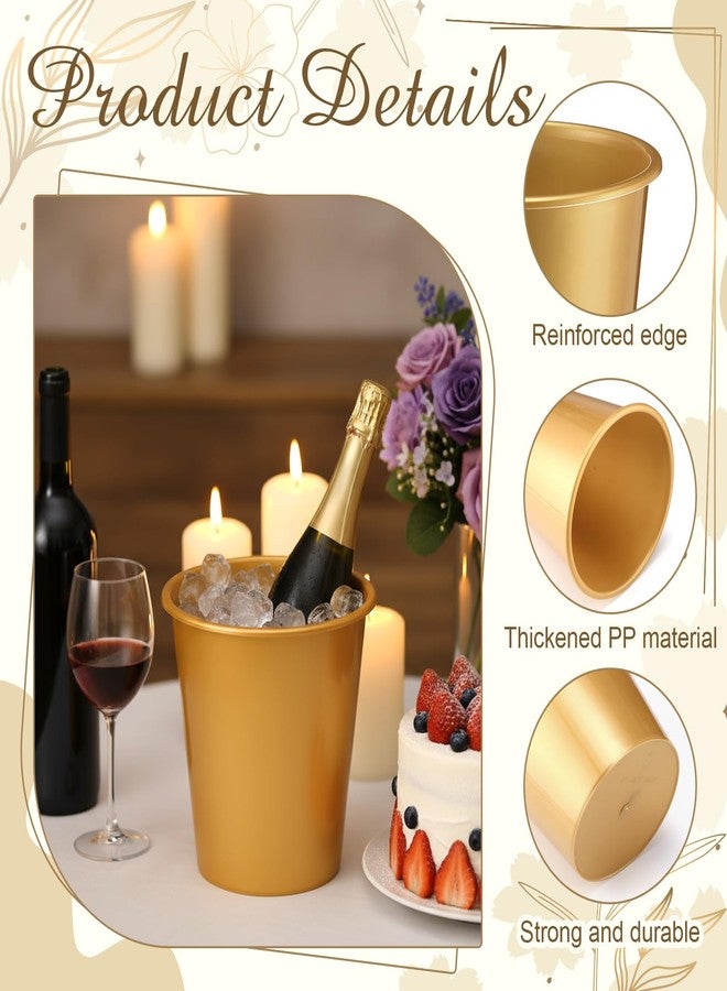 Layhit مجموعة لايهيت من 48 دلو ثلج بلاستيكي سعة 3 لترات، دلو نبيذ للحفلات، مبرد تخزين مشروبات الشمبانيا والنبيذ والمشروبات الغازية والبيرة للاستخدام مرة واحدة، مناسب لحفلات الهالوين وحفلات الزفاف (ذهبي) - Image 3