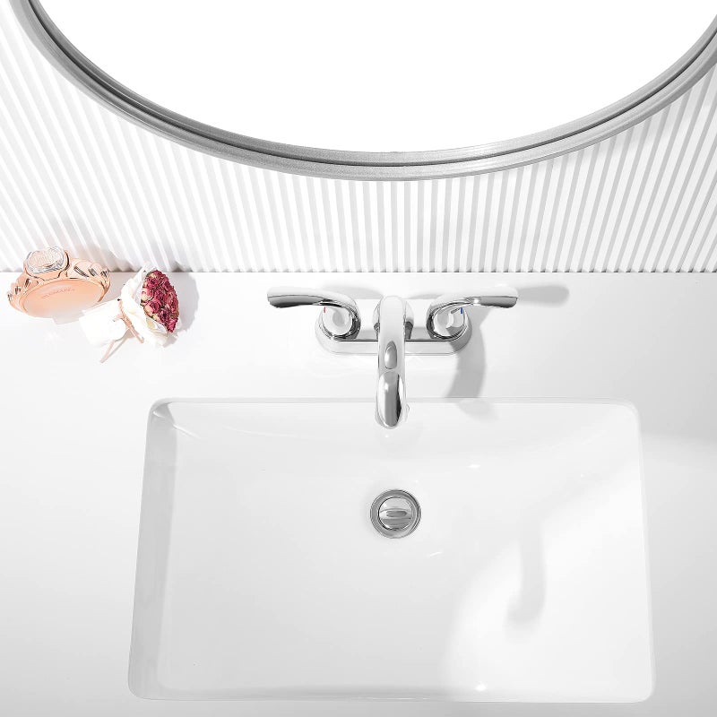 Phiestina Chrome 4 Inch 2 Handle Centerset 2 Or 3 Holes Bathroom Faucet  Vanity Sink Faucet With Copper Pop Up Drain And Water Supply Lines  Bf008-5-C - Image 4