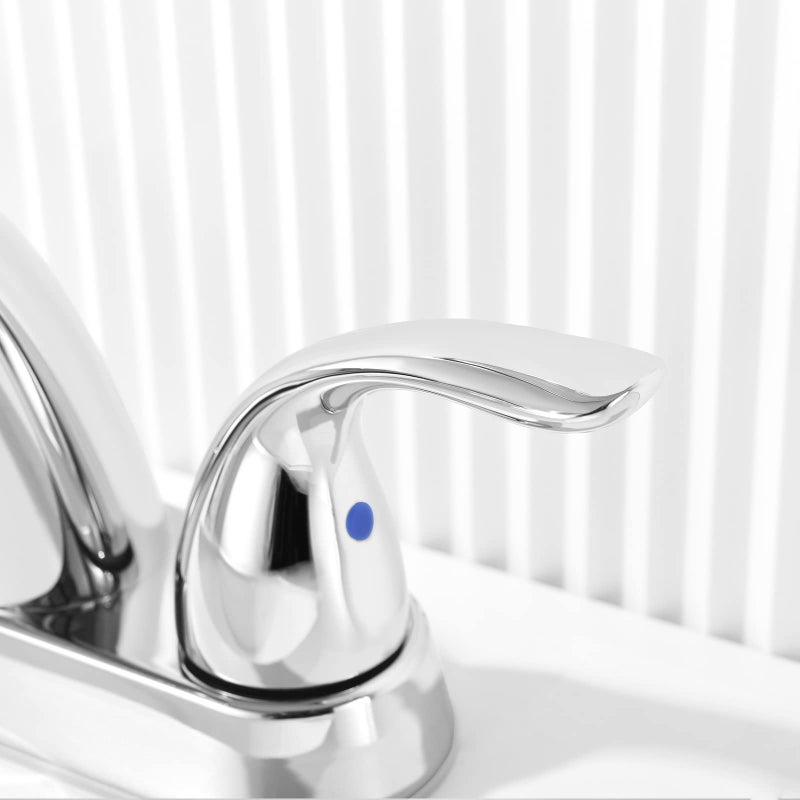 Phiestina Chrome 4 Inch 2 Handle Centerset 2 Or 3 Holes Bathroom Faucet  Vanity Sink Faucet With Copper Pop Up Drain And Water Supply Lines  Bf008-5-C - Image 5
