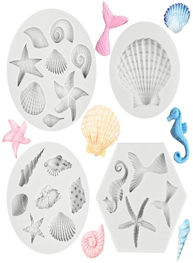 LEGACYCART 4 Pcs Candle Mould, Marine Theme Chocolate Mould, Reusable Mould for Candle Making, Clay Moulds for DIY Crafts, Cake Decorations, Soap Molding, Ocean Inspired Design (Pack of 1) - Image 1