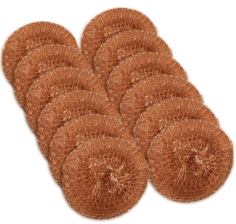 SCRUBIT 12 Pack Copper Coated Scourers by SCRUBIT  Scrubber Pad Used for Dishes Pots Pans and Ovens Easy scouring for Tough Kitchen Cleaning