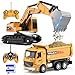 MQDMINI Remote Control Excavator and Dump Truck Toy Set RC Construction Vehicles Toy with Barricades Road Signs Simulated Rocks Lights and Sounds Present for Toddlers 312 Year Boys Girls - Image 3