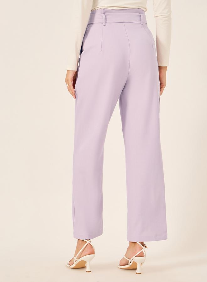 Styli High Rise Tapered Fit Belted Pants  - Image 4