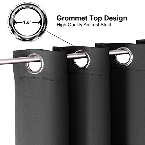 ChrisDowa Grommet Room Darkening Curtains for Bedroom and Living Room - 2 Panels Set Thermal Insulated Blackout Curtains (Dark Grey, 52W x 54L) - Image 2
