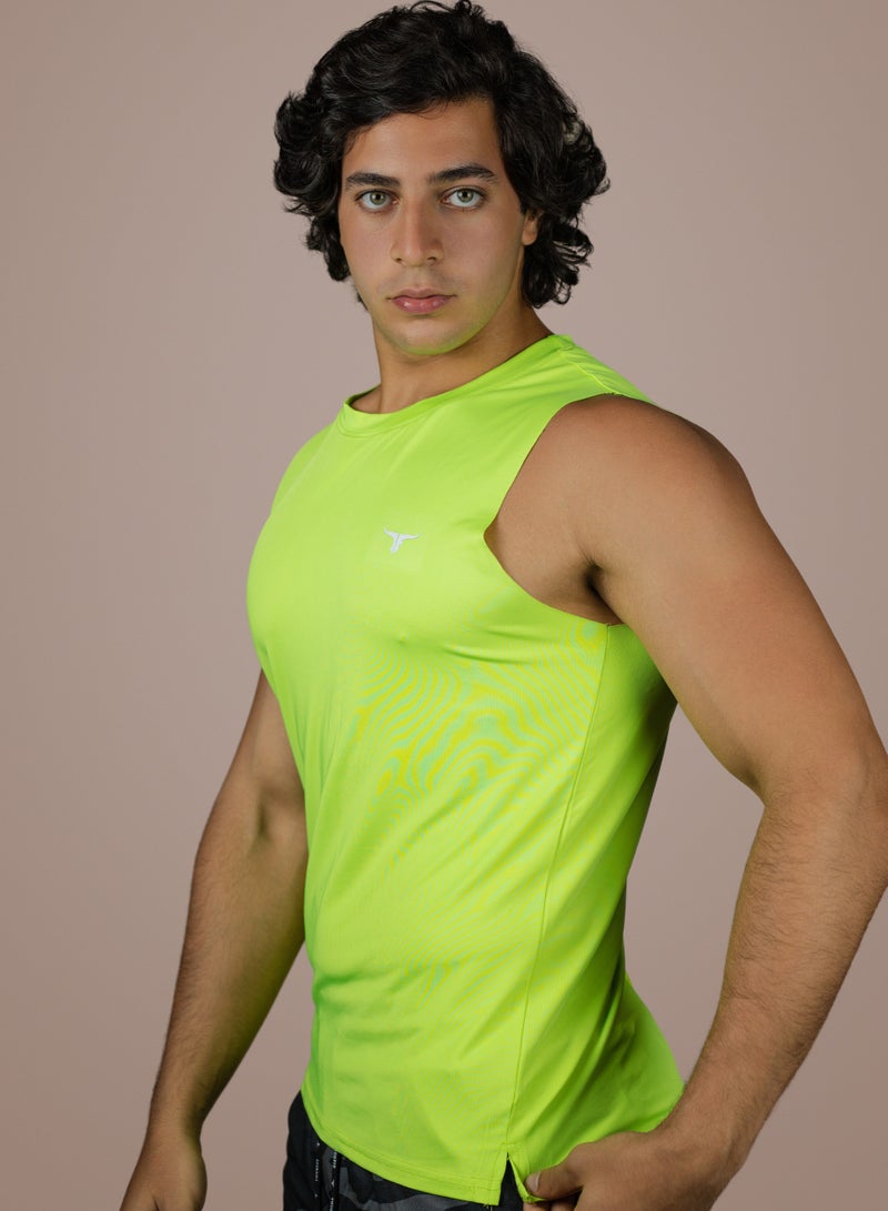 THUGFIT LiftRift Sleeveless Men's Slim Fit Tank Top - Fluorescent green - Image 3