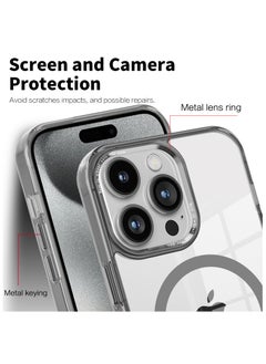 ICARLUS For Apple iPhone 15 Pro Max Case Compatible with MagSafe TPU+PC Anti-Scratch Cover - Gray  - Image 2