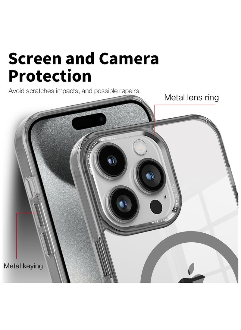 ICARLUS - For Apple iPhone 15 Pro Max Case Compatible with MagSafe TPU+PC Anti-Scratch Cover - Gray - Image 1