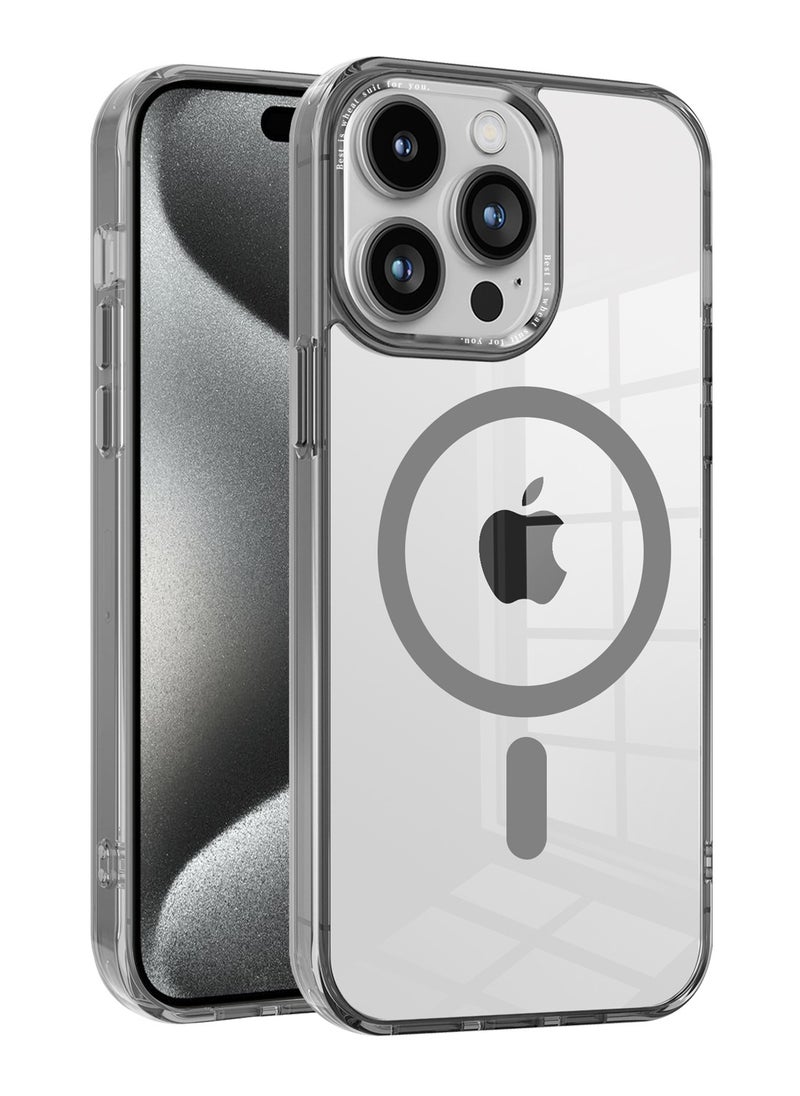 ICARLUS - For Apple iPhone 15 Pro Max Case Compatible with MagSafe TPU+PC Anti-Scratch Cover - Gray - Image 1