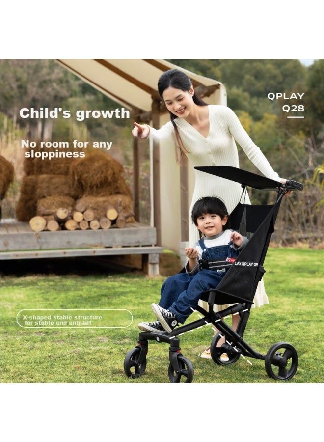 QPlay عربة أطفال Qplay للأطفال من عمر 6-12 سنة، عربة أطفال خفيفة قابلة للطي، هدية رأس السنة، عربة Q28 الكبيرة للأطفال الأكبر سناً - Image 1