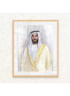 Art Decor Art Decor Framed Fine Art of Sheikh Zayed Bin Sultan Al Nahyan Portrait UAE Wall Art with Matt Board Print Wall Decor for Home Living Room Office Decoration and Gifting  - Image 1