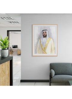 Art Decor Art Decor Framed Fine Art of Sheikh Zayed Bin Sultan Al Nahyan Portrait UAE Wall Art with Matt Board Print Wall Decor for Home Living Room Office Decoration and Gifting  - Image 3