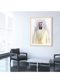 Art Decor Art Decor Framed Fine Art of Sheikh Zayed Bin Sultan Al Nahyan Portrait UAE Wall Art with Matt Board Print Wall Decor for Home Living Room Office Decoration and Gifting  - Image 2