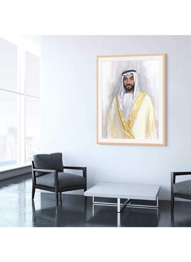 آرت دیکور  ديكور فني مؤطر، فن جميل لصورة الشيخ زايد بن سلطان آل نهيان، الإمارات العربية المتحدة، لوحة فنية جدارية مع طباعة لوحة غير لامعة لديكور المنزل وغرفة المعيشة والمكتب والهدايا  - Image 2