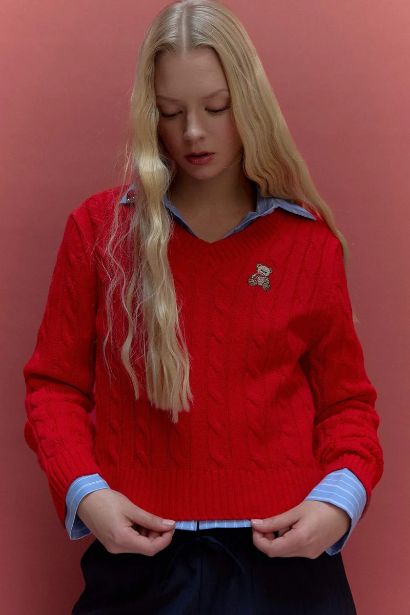DeFacto Slim Fit V-Neck Pullover