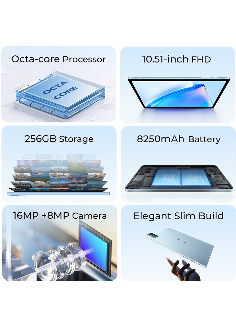Oukitel - OKT3 Smart Tablet 10.51-Inch IPS FHD Touch Screen Android 13 Octa-Core Processor 8+256GB 16+8MP Camera Dual SIM 8250mAh Battery GPS/CNSS/GLONASS/GALILEO With Power Bank Function - Image 1