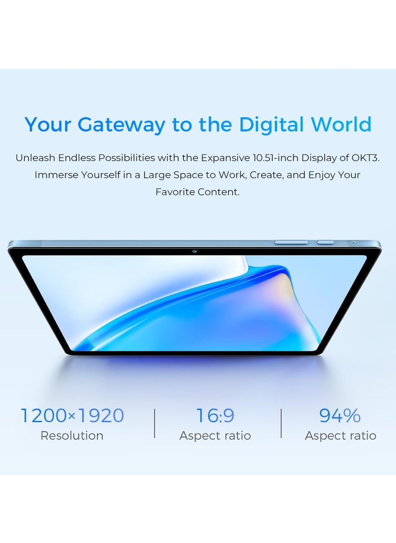 Oukitel - OKT3 Smart Tablet 10.51-Inch IPS FHD Touch Screen Android 13 Octa-Core Processor 8+256GB 16+8MP Camera Dual SIM 8250mAh Battery GPS/CNSS/GLONASS/GALILEO With Power Bank Function - Image 1