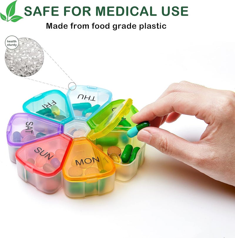 2-Pack Weekly 7-Day Large Pill Organizer - Travel Pill Box and Medicine Organizer - Image 4