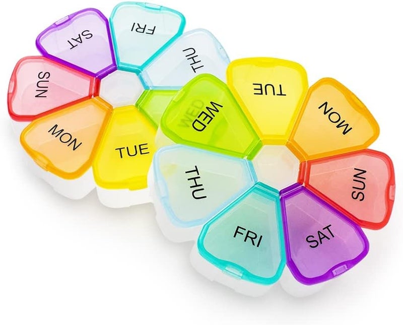 2-Pack Weekly 7-Day Large Pill Organizer - Travel Pill Box and Medicine Organizer - Image 1
