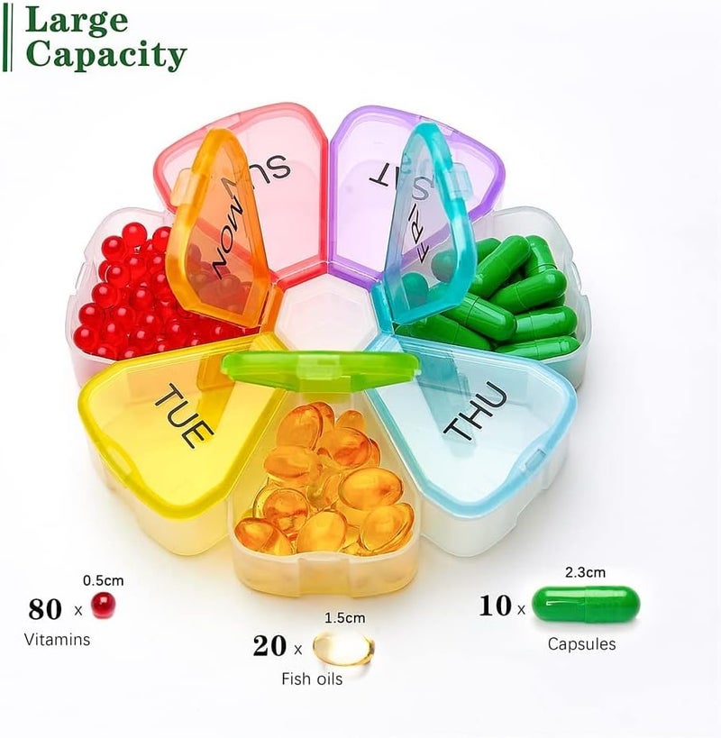 2-Pack Weekly 7-Day Large Pill Organizer - Travel Pill Box and Medicine Organizer - Image 2